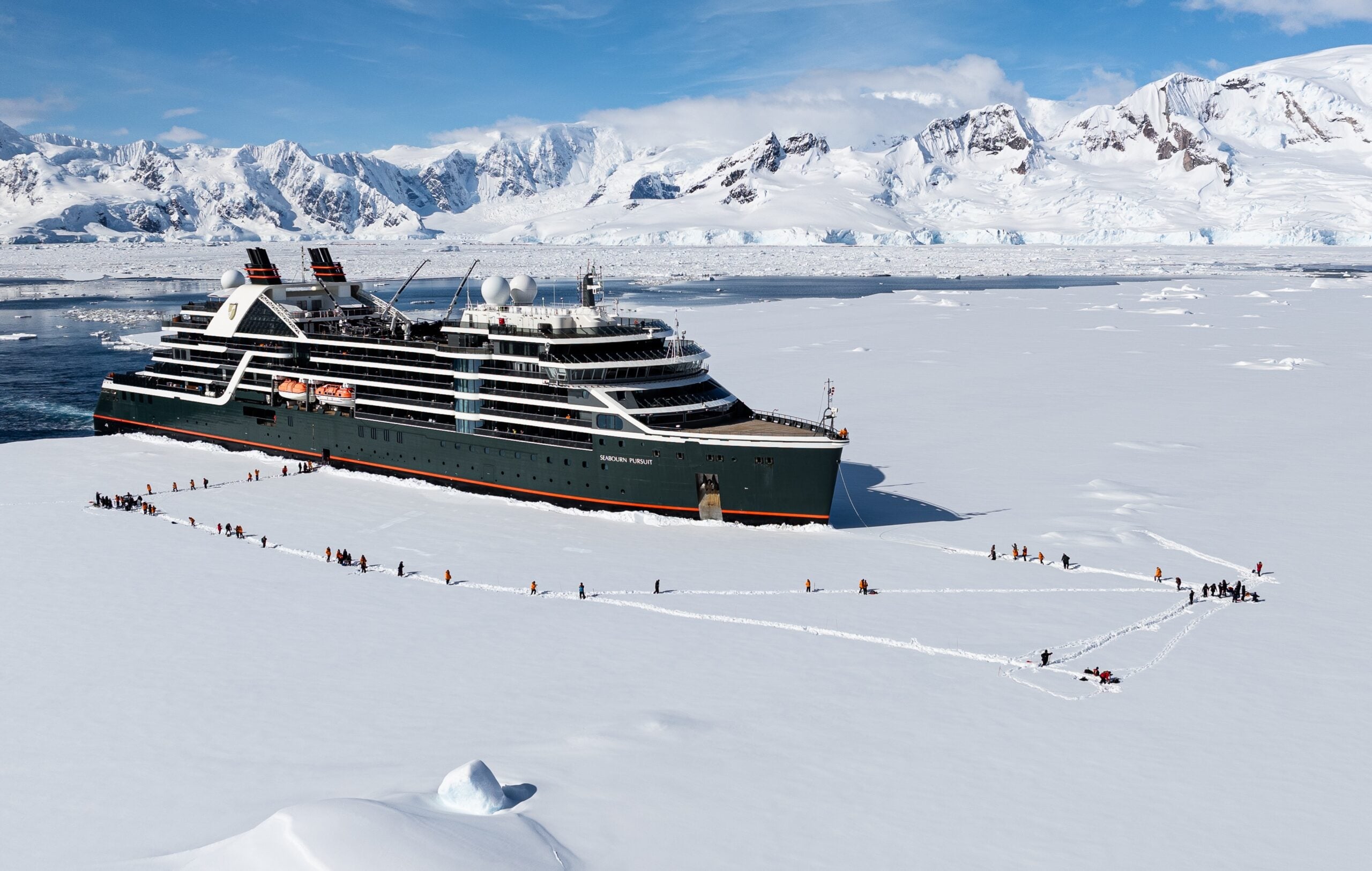 Seabourn Pursuit guests landing on the ice in Antarctica