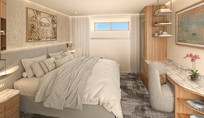 Skylight Infinite Balcony Suite stateroom aboard a Celebrity River cruise ship