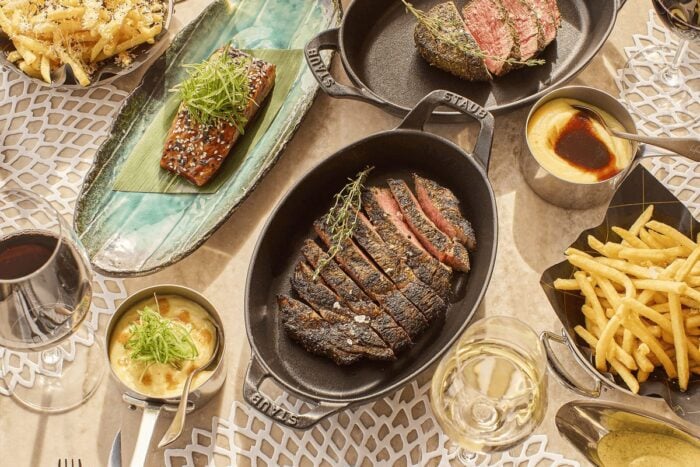 Plated fine dining dishes aboard a Crystal Cruises ship