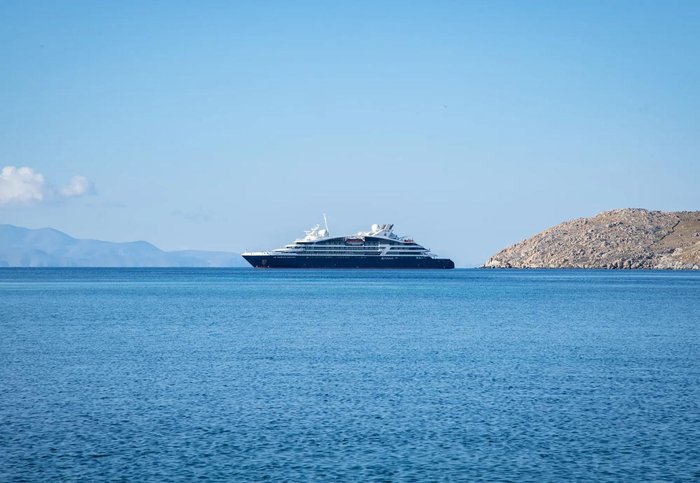 PONANT Explorer-class ship Le Jacques Cartier cruising the blue Mediterranean