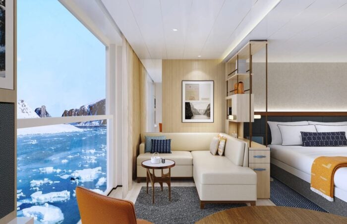 Viking Explorer Suite living room with polar views