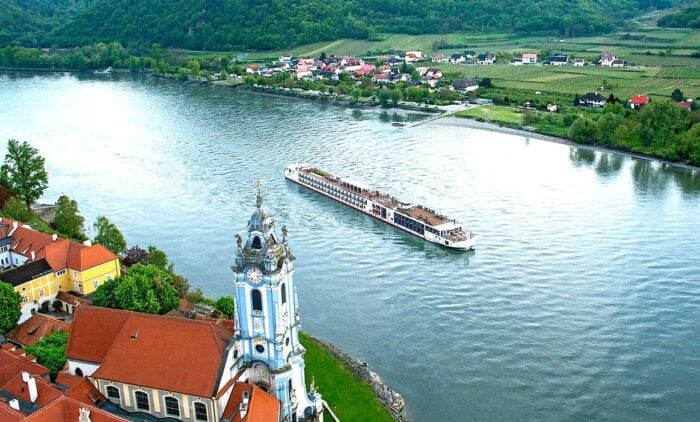 Viking Longship on the Danube at Durnstein in Austria's Wachau Valley
