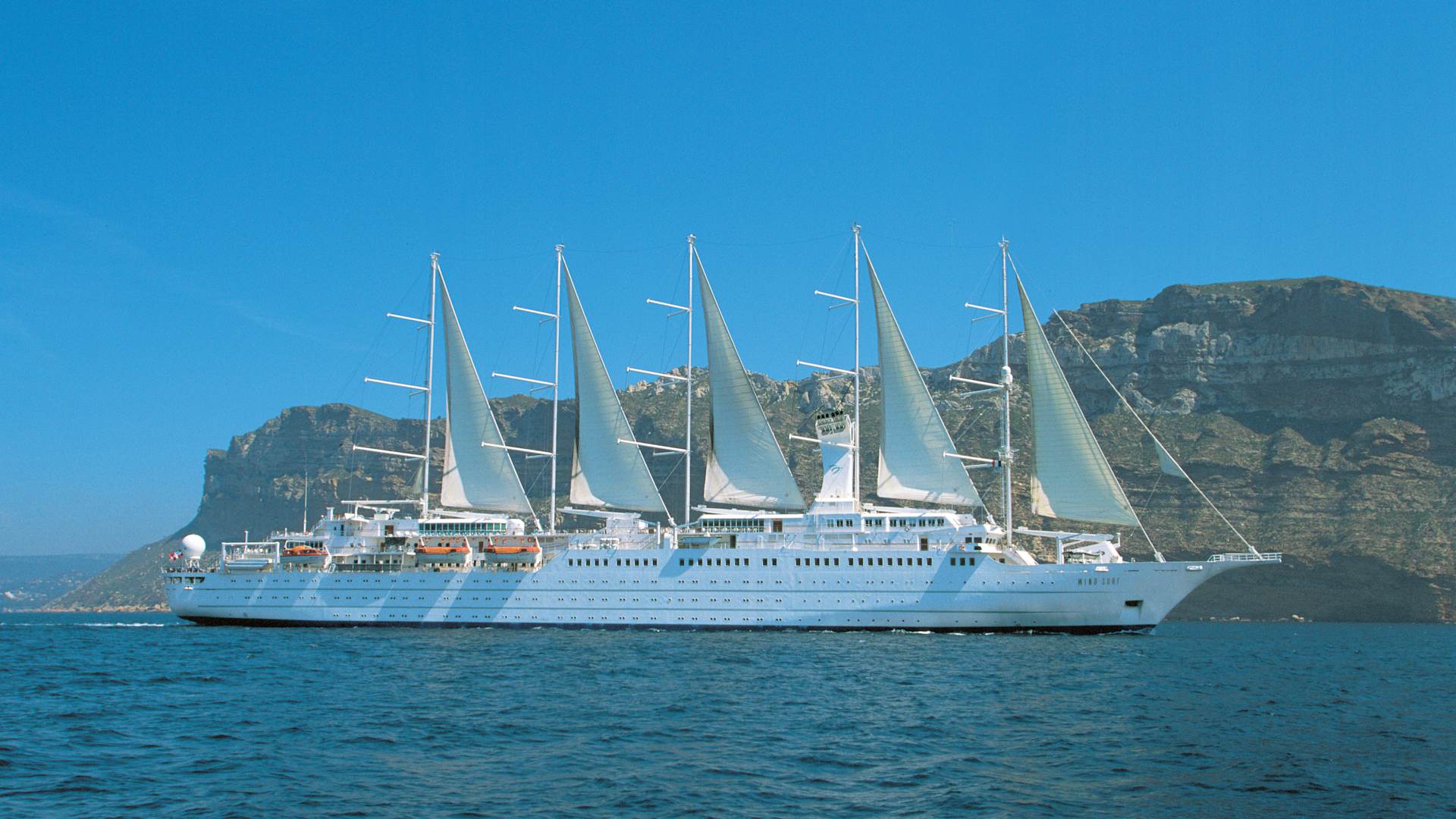 Windstar Cruises military discount on Wind Surf, a sailing yacht with real working sails